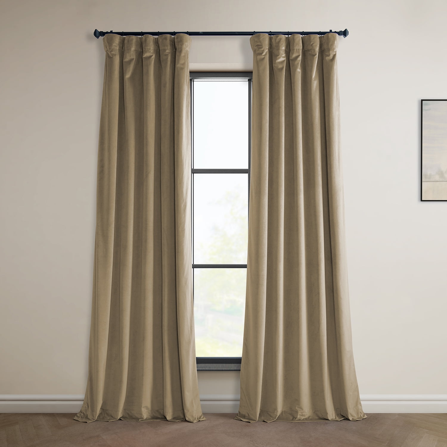 Half Price Drapes Museum Taupe Heritage Plush Velvet Room Darkening Curtains (1 Panel), 50W X 120L