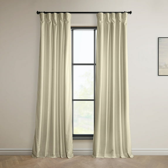 Half Price Drapes Signature Angora Beige Plush Velvet Hotel Blackout Curtains(1 Panel), 50W X 96L