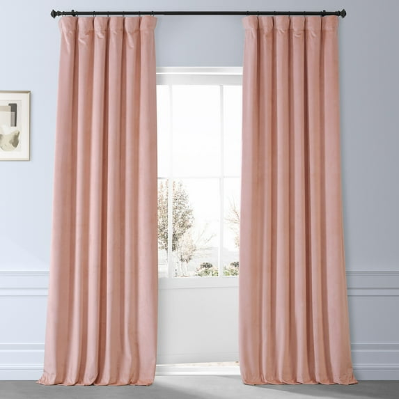 Half Price Drapes Signature Apricot Blossom Plush Velvet Blackout Curtains (1 Panel), 50W X 96L