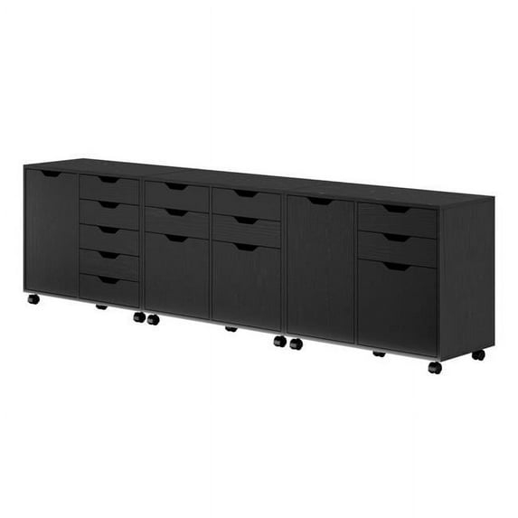 Winsome Wood Halifax 3-Pc Cabinet Set with File Drawer, Black Finish