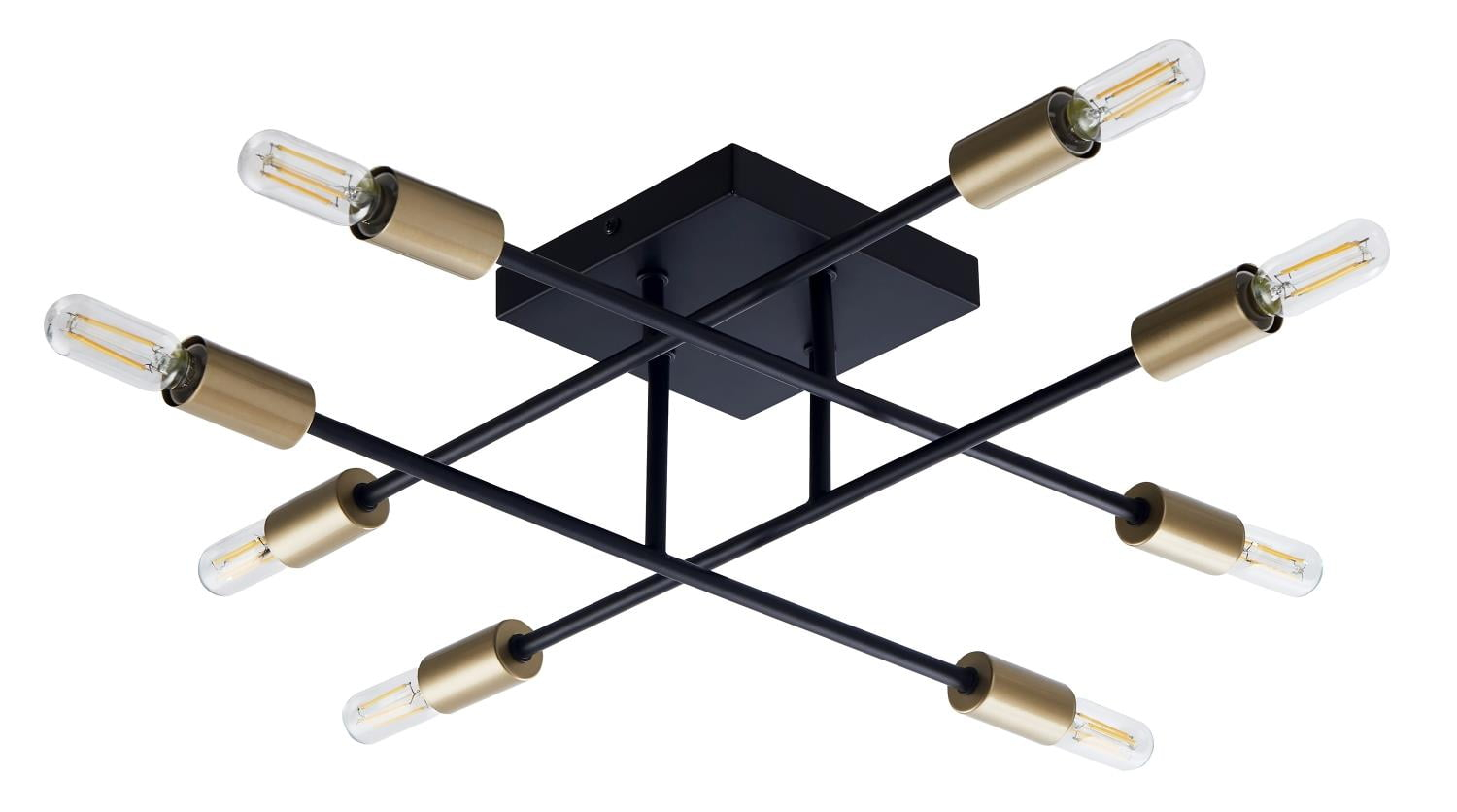 Halton  8 Light Black and Gold Flushmount Ceiling Fixture