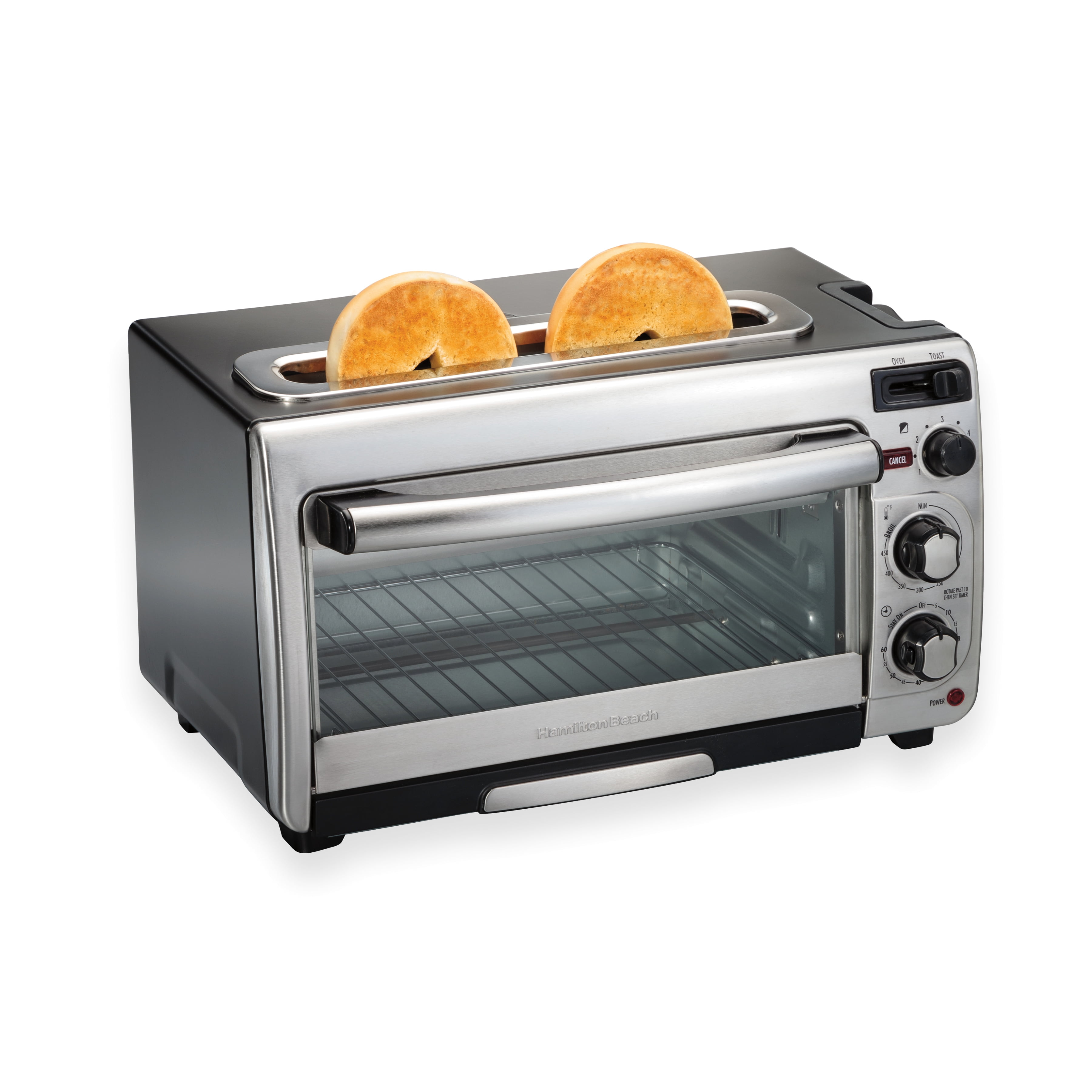 Hamilton Beach 2-in-1 Oven & Toaster Combo, Space-Saving Design, Stainless Steel