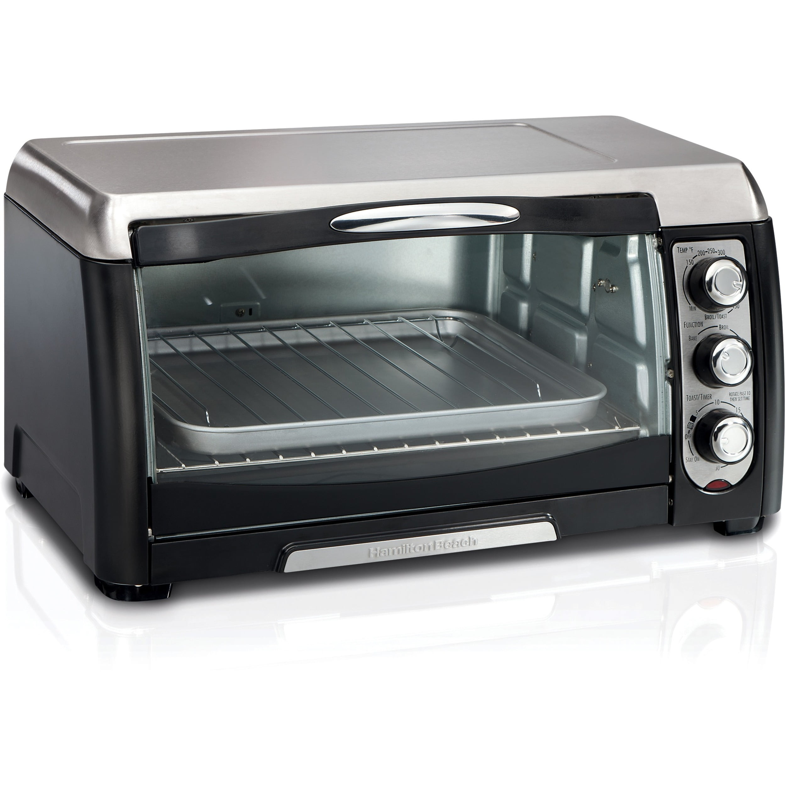 Hamilton Beach 6 Slice Capacity Toaster Oven 31330D: Countertop, 12" Pizza, 1400W, Black, Freestanding, Dishwasher-Safe Parts
