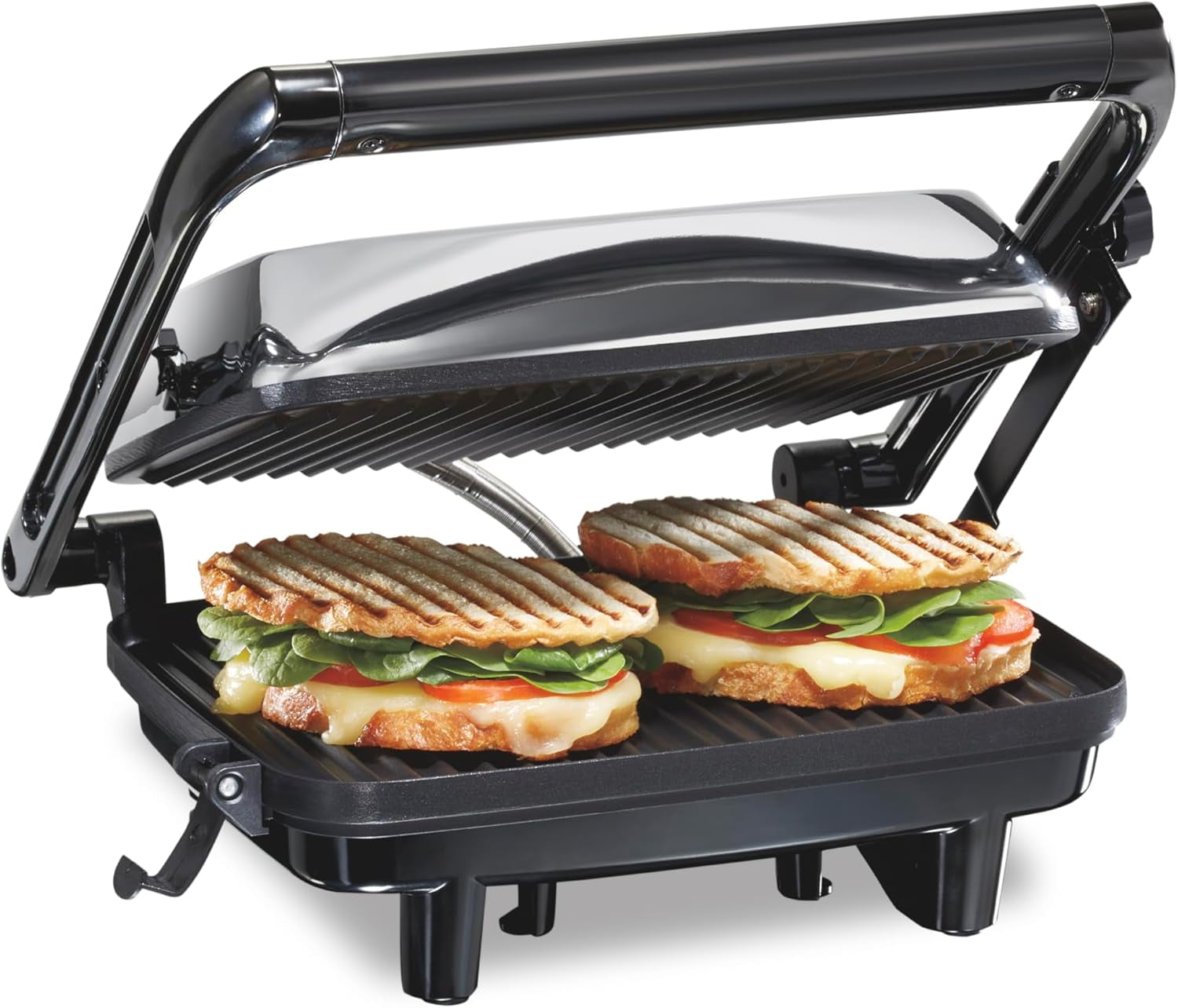 Hamilton Beach Panini Press & Gourmet Sandwich Maker, 10" x 8" Nonstick Grill Plates, 25460G