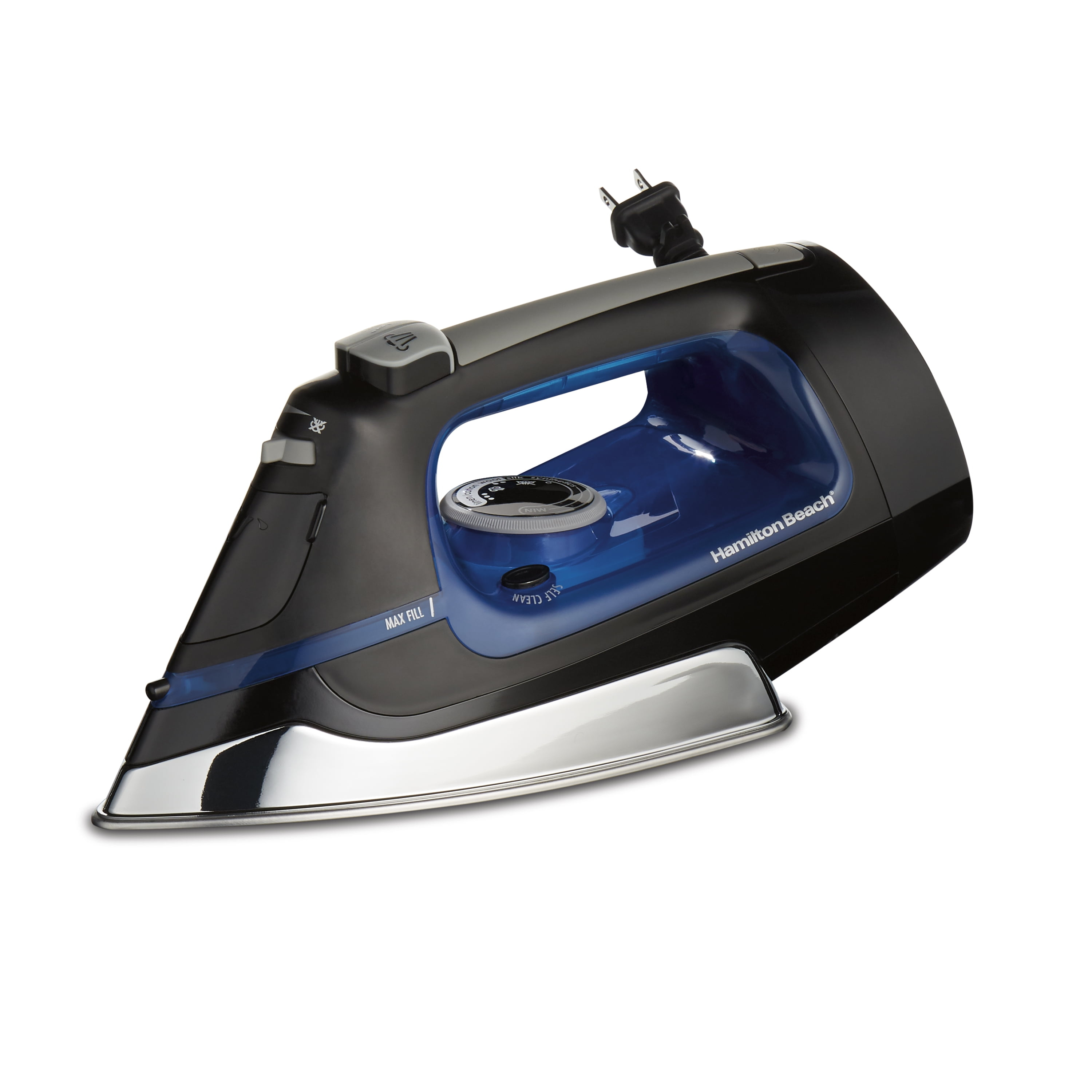 Hamilton Beach Retractable Cord Iron, Black, Stainless Steel Soleplate, 14290