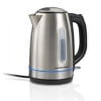 Hamilton Beach Stainless Steel Electric Kettle with LED Light Ring, 1.7 Liter Capacity, 41037G