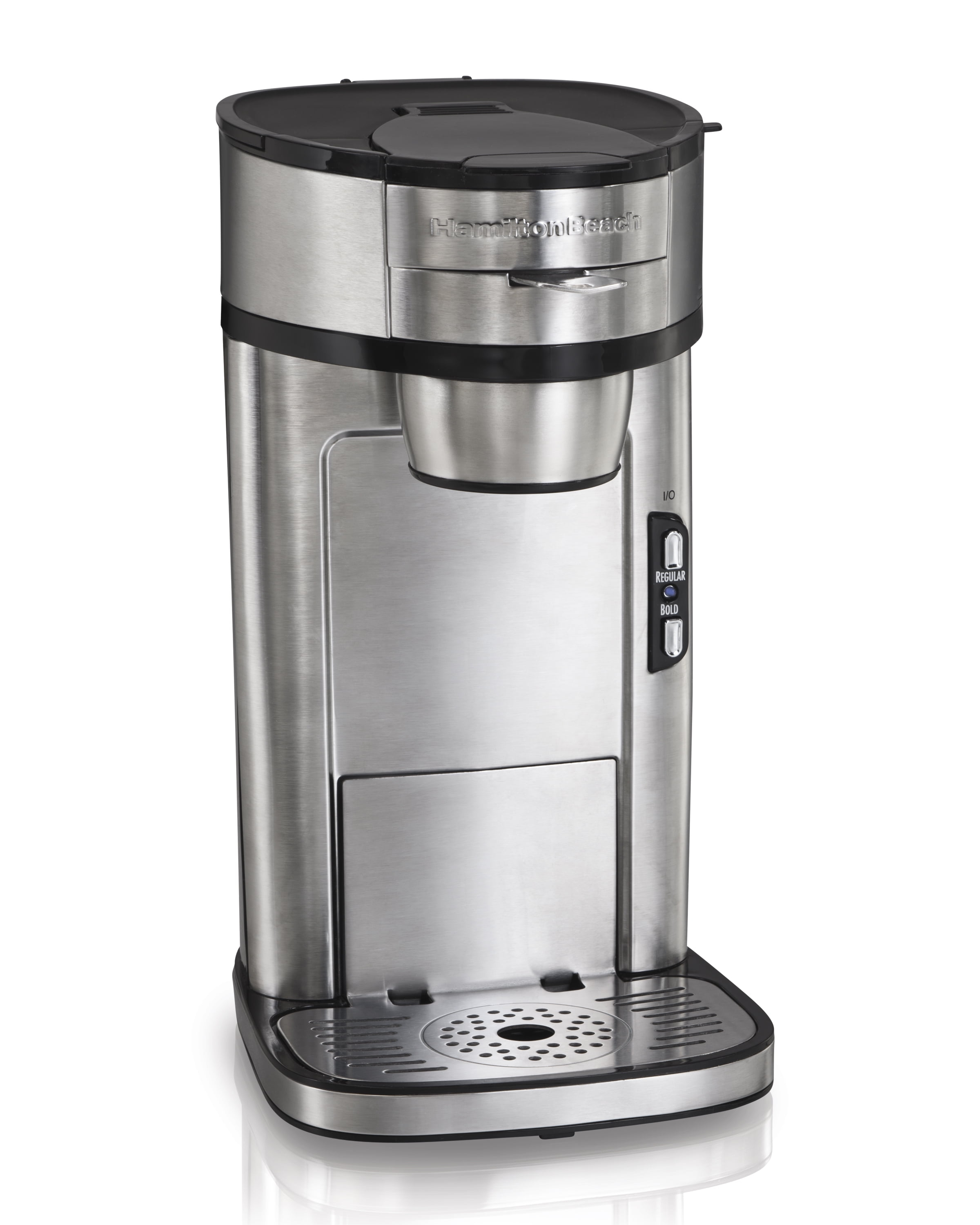 Hamilton Beach The Scoop Single Serve Coffee Maker & Fast Grounds Brewer, Brews in Minutes, 8-14oz. Cups, Stainless Steel
