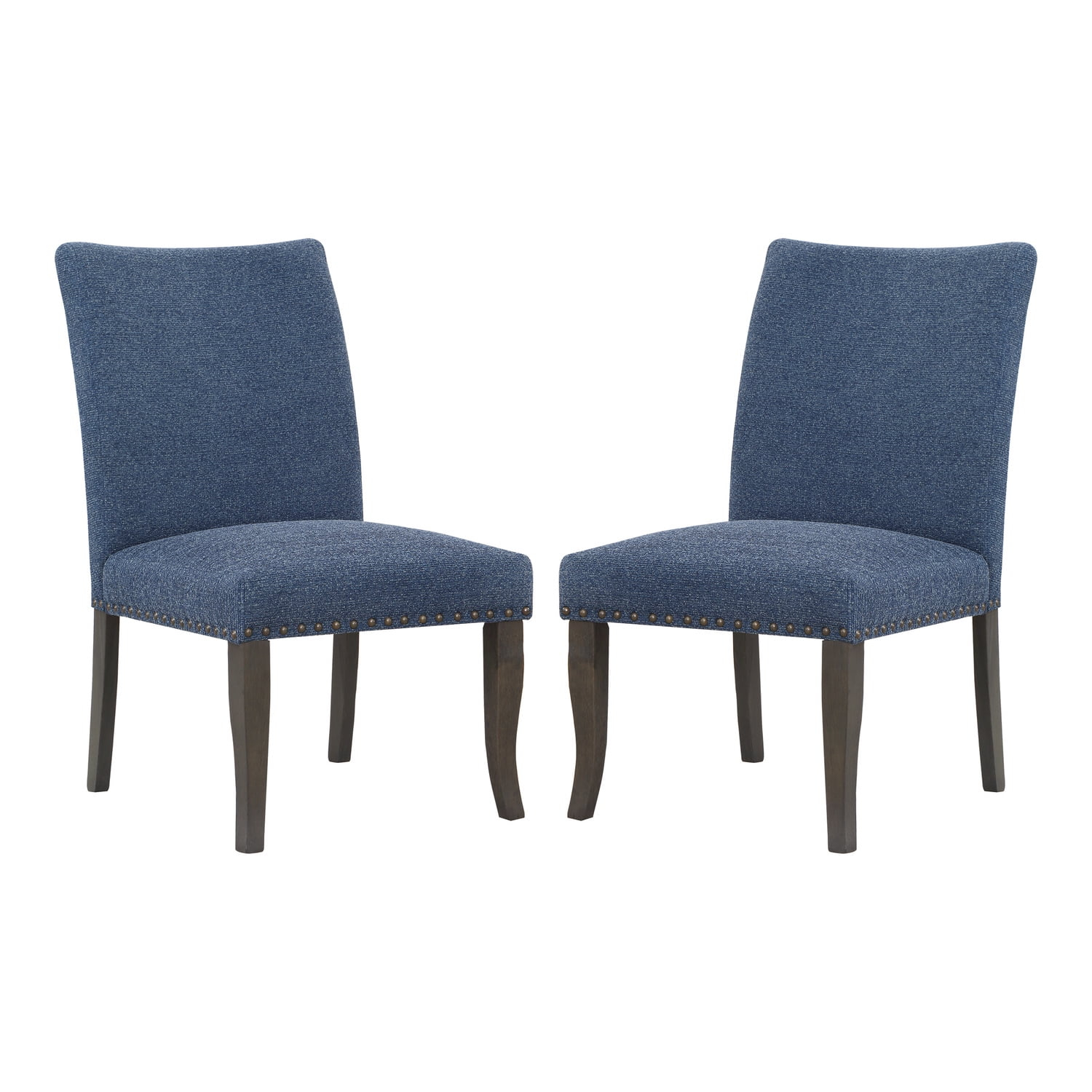 Hamilton Dining Chair 2-Pack with Gray Washed Legs in Atlantic Blue Fabric