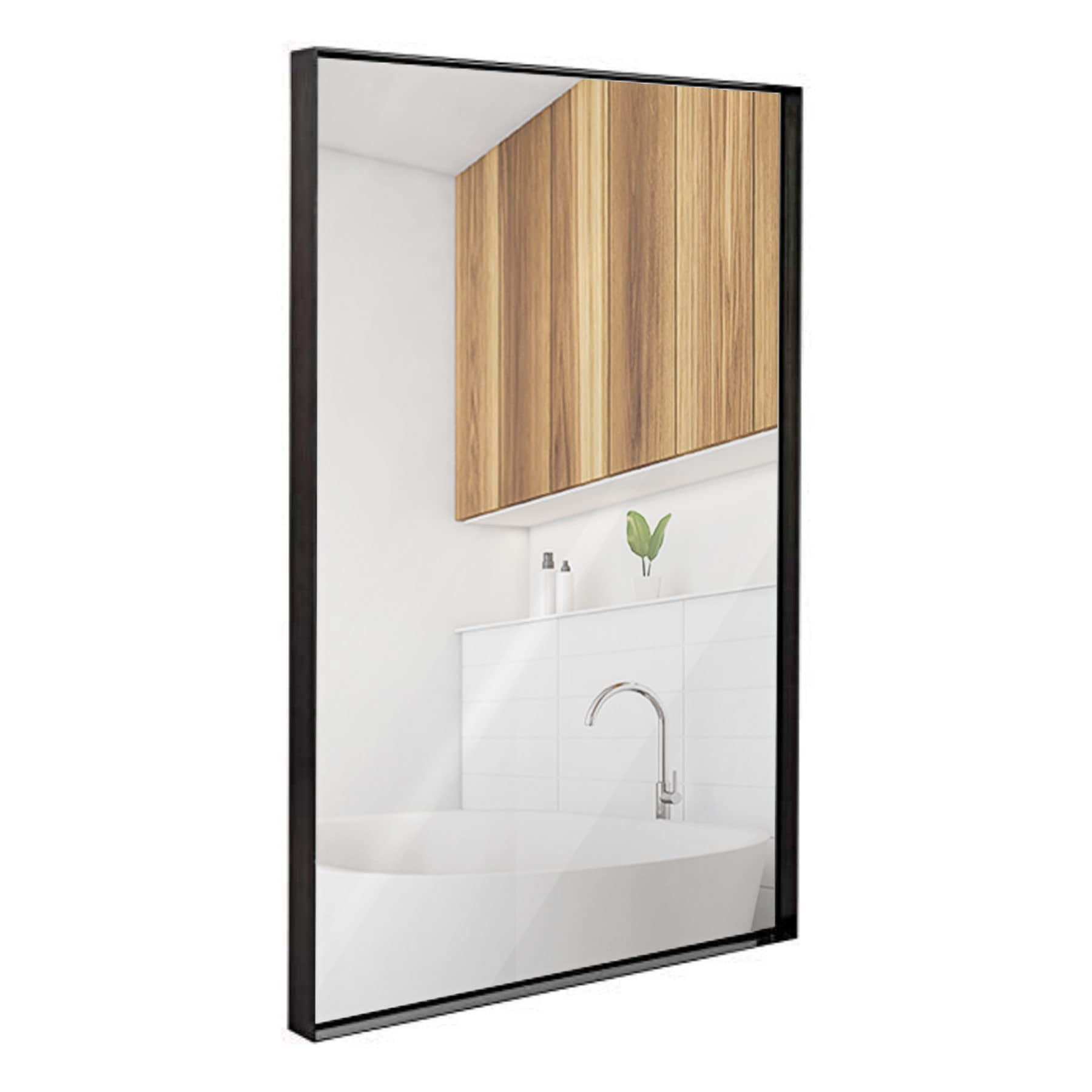 Hamilton Hills 24x36" Black Metal Frame Bathroom Mirror | Rectangular Vanity | 2" Deep | Hangs Both Ways