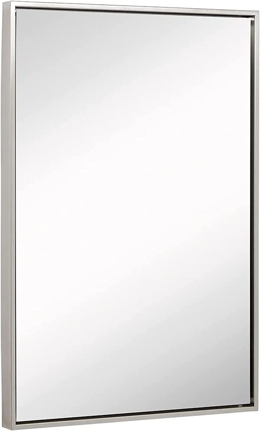 Hamilton Hills 24x36"" Brushed Silver Wall Mirror | Rectangular Metal Frame Vanity Glass