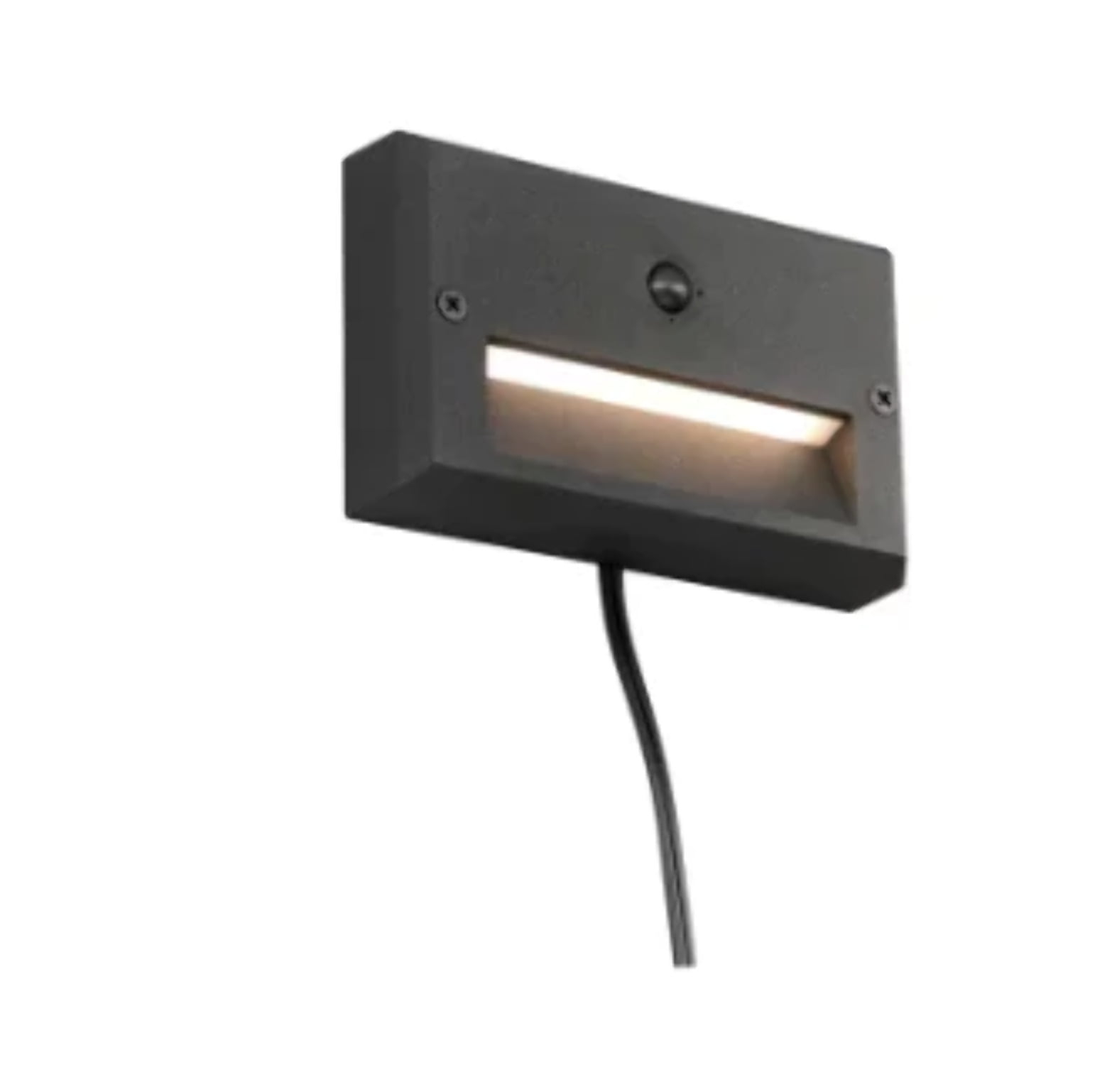 Hampton Bay 15-Watt Equivalent Low Voltage Black Motion Sensing Integrated LED Outdoor Stair Light with Frosted Acrylic Lens