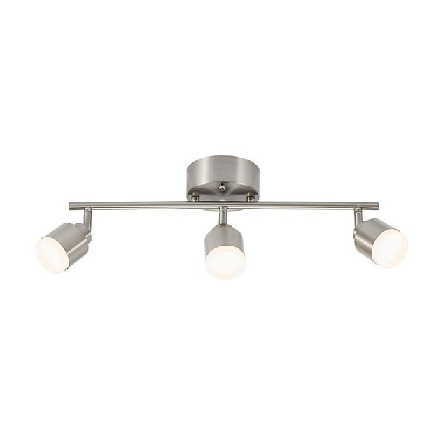 19 In. 3-Light Brushed Steel Integrated LED Track Lighting Kit