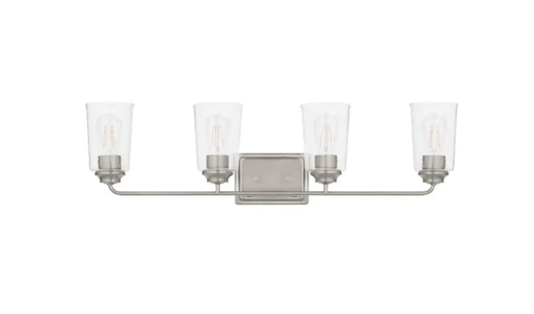Hampton Bay Evangeline 32.375" Brushed Nickel Vanity Light w/Glass Shades