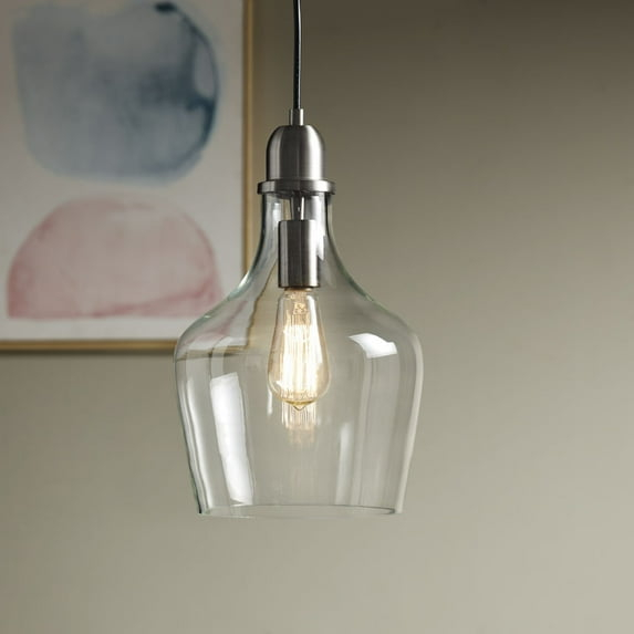 Hampton Hill Auburn 1-Light Transitional Metal and Glass Pendant in Bronze/Clear