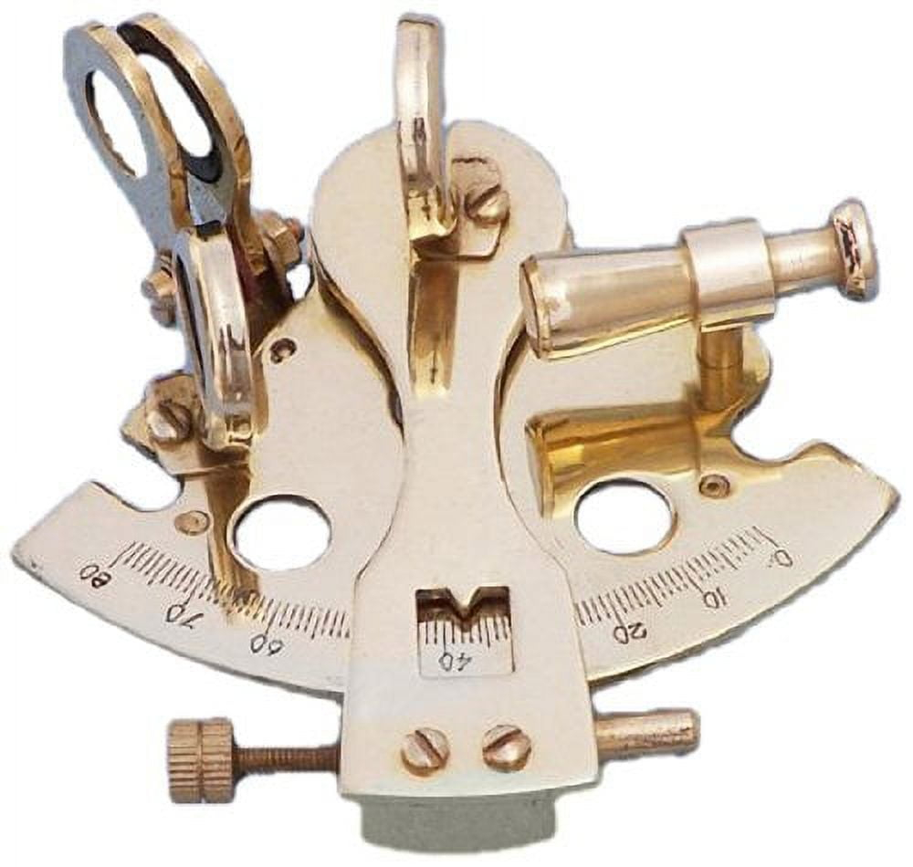 Hampton Nautical Brass Sextant Paperweight, 3", Brass