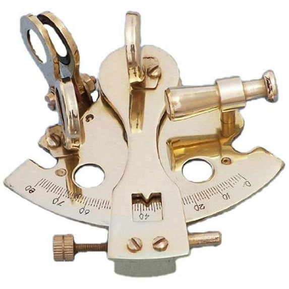 Hampton Nautical Brass Sextant Paperweight, 3", Brass