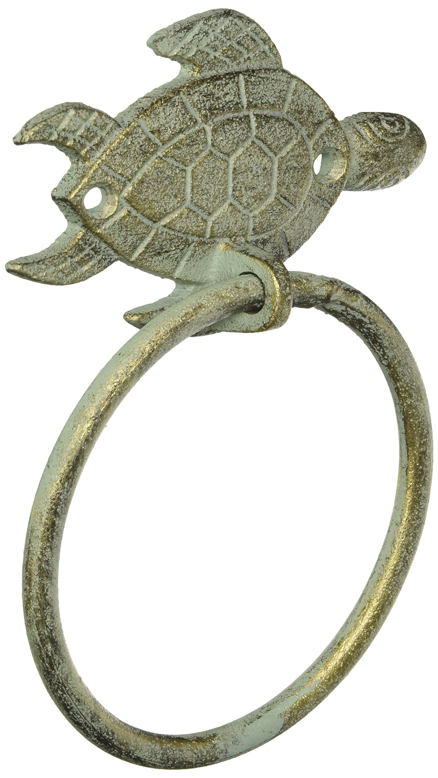 Hampton Nautical Bronze Antique Towel Holder 7"-Sea Turtle Beach Decor-Cast Iron