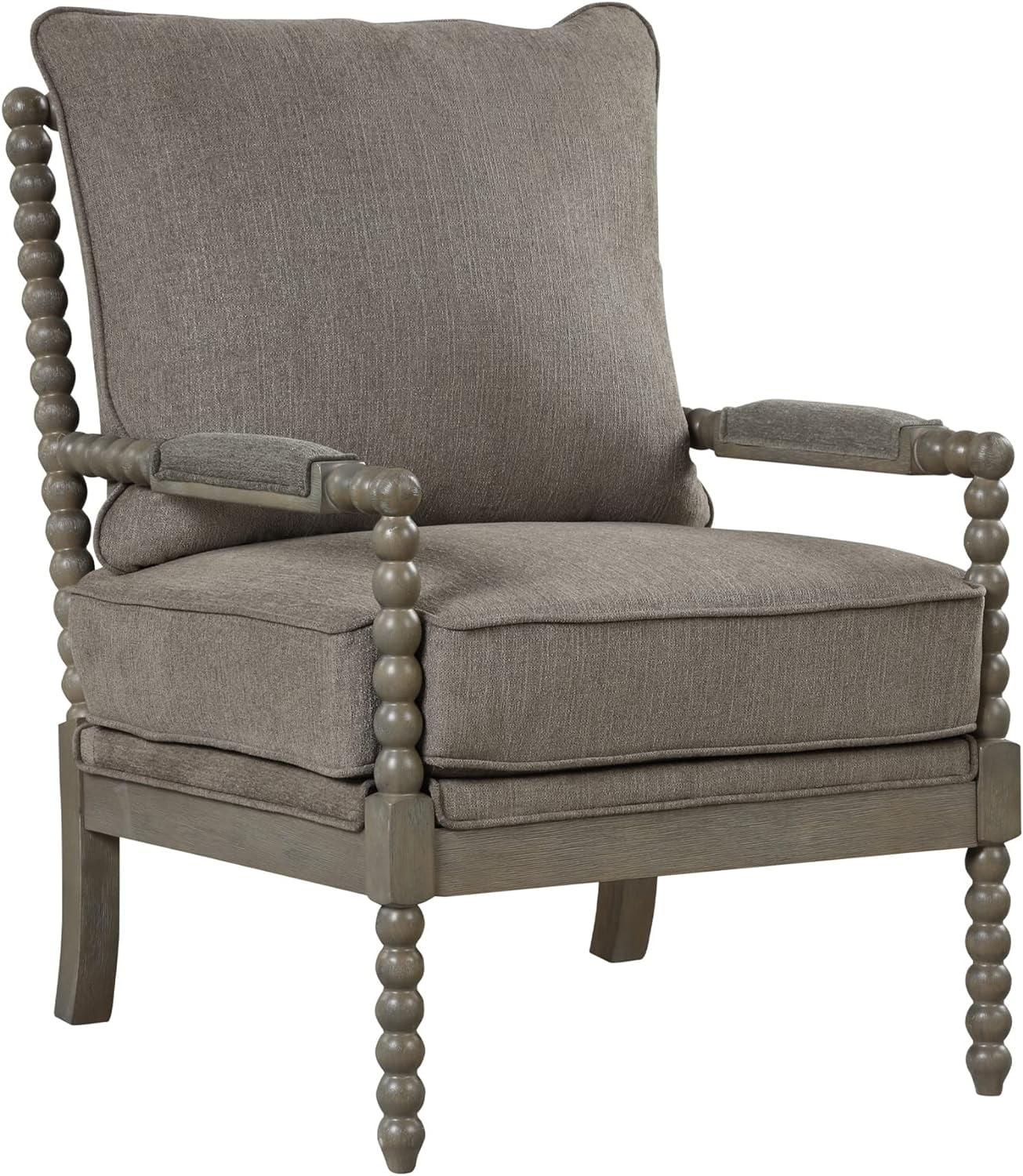 Hutch Taupe Fabric Arm Chair in Antique Gray