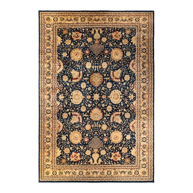Hand-Knotted Wool Oriental Traditional Blue Area Rug 11' 10" x 17' 4"