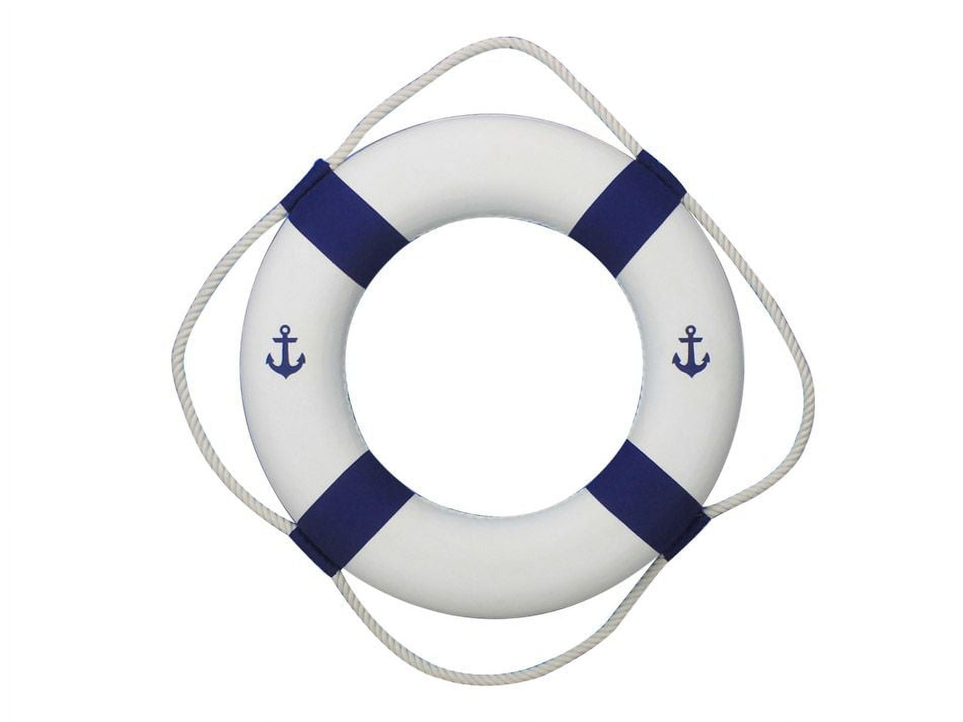 Handcrafted Decor New-Blue-Lifering-20-Anchor Classic White Decorative Anchor Lifering with Blue Bands, 20 in.