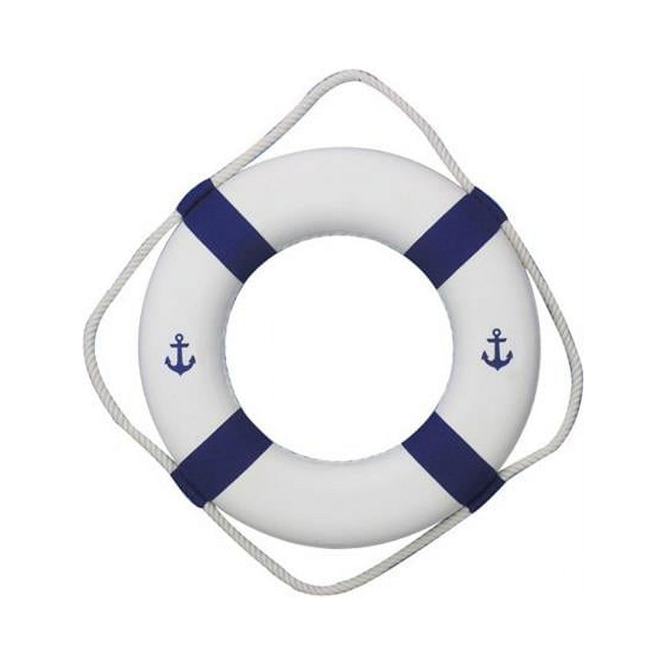 Handcrafted Decor New-Blue-Lifering-15-Anchor Classic White Decorative Anchor Lifering with Blue Bands, 15 in.