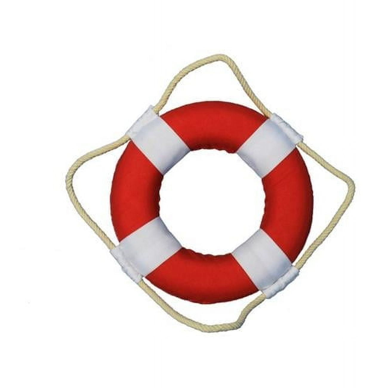 Handcrafted Decor  Vibrant Red Decorative Lifering with White Bands - 6 in.