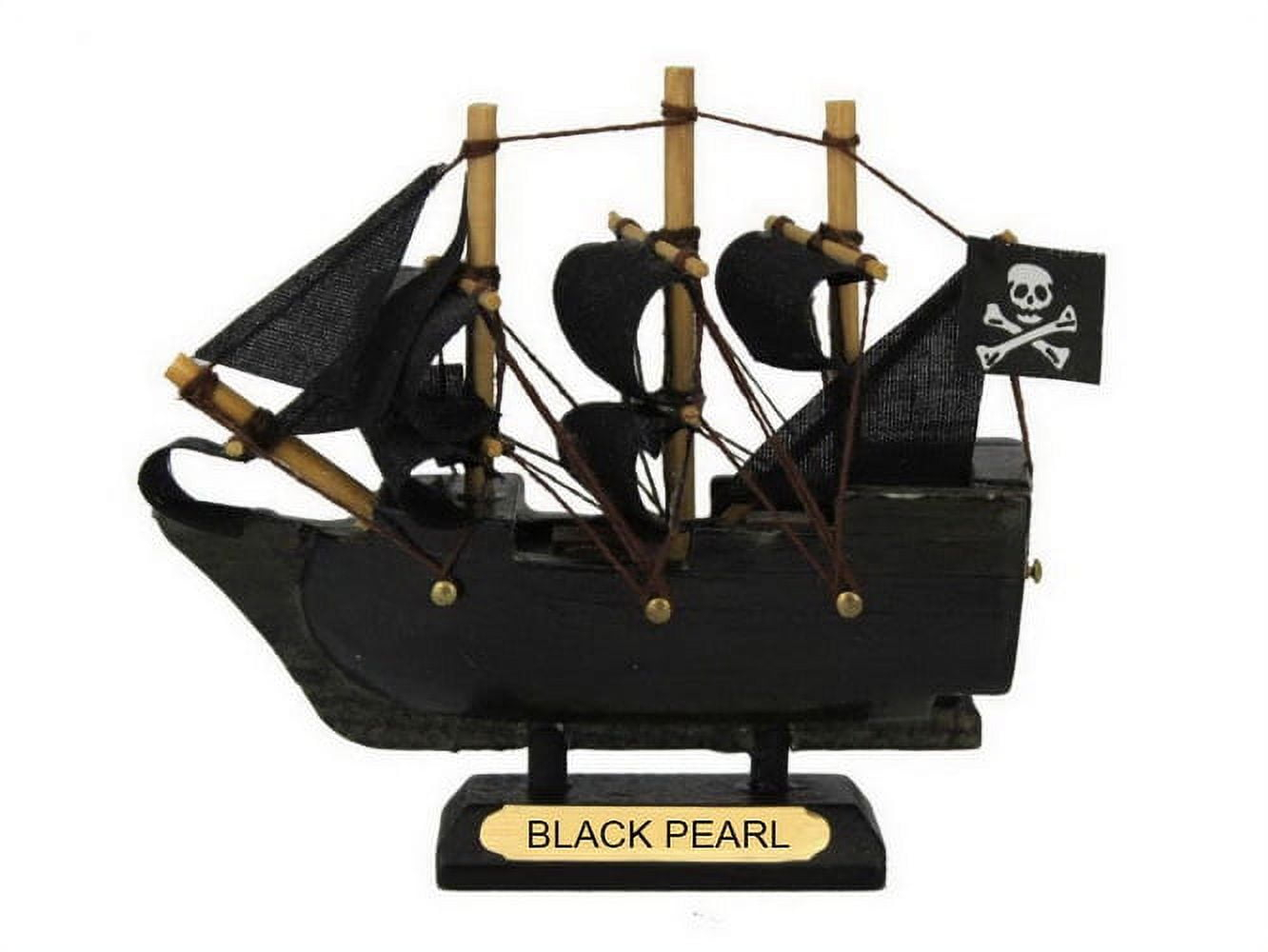 Handcrafted Model Ships Black-Pearl-4 4 in. Pearl Pirates of the Caribbean Pirate Ship Model, Black