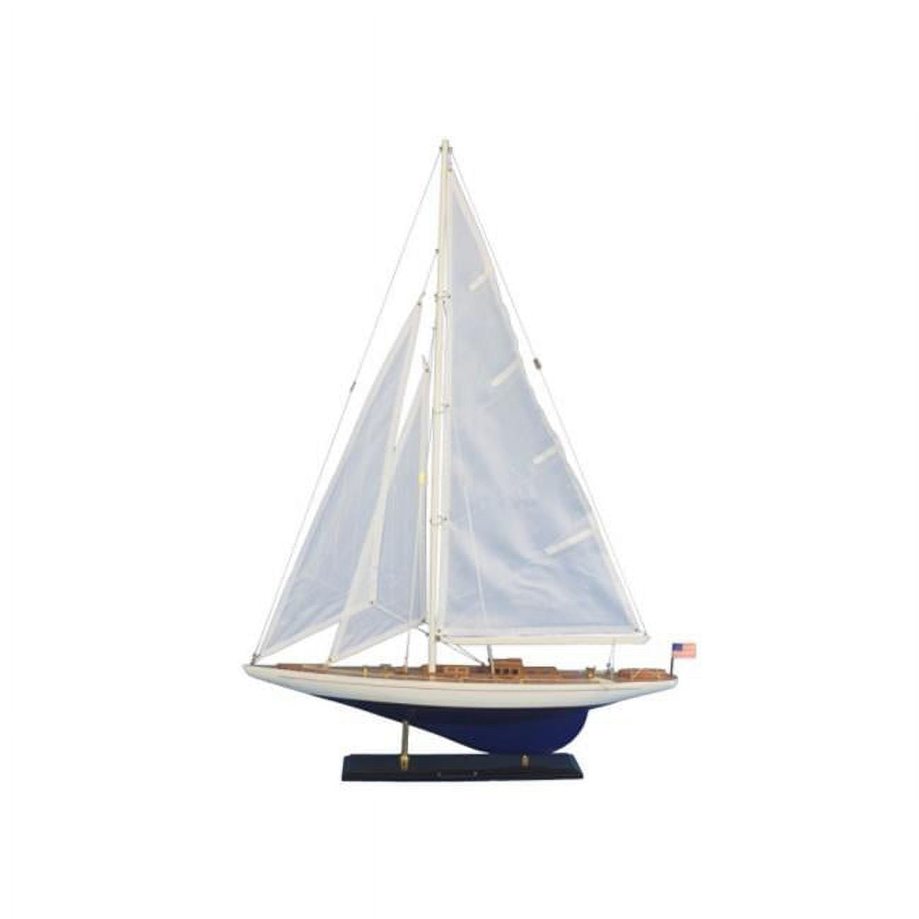 Handcrafted Model Ships ENT-R-35 Wooden Enterprise Model Sailboat Decoration - 35 in.