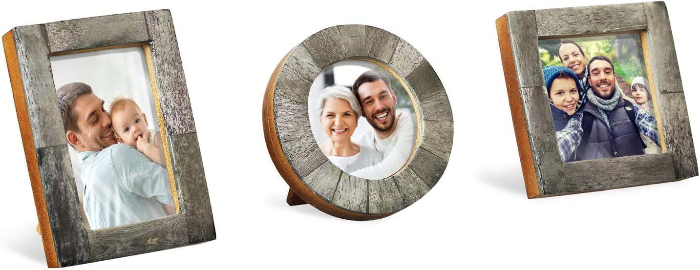 Handicrafts Home Baby Picture Frame for Newborn Girls and Boys Shower Frames Set of 3 Grey