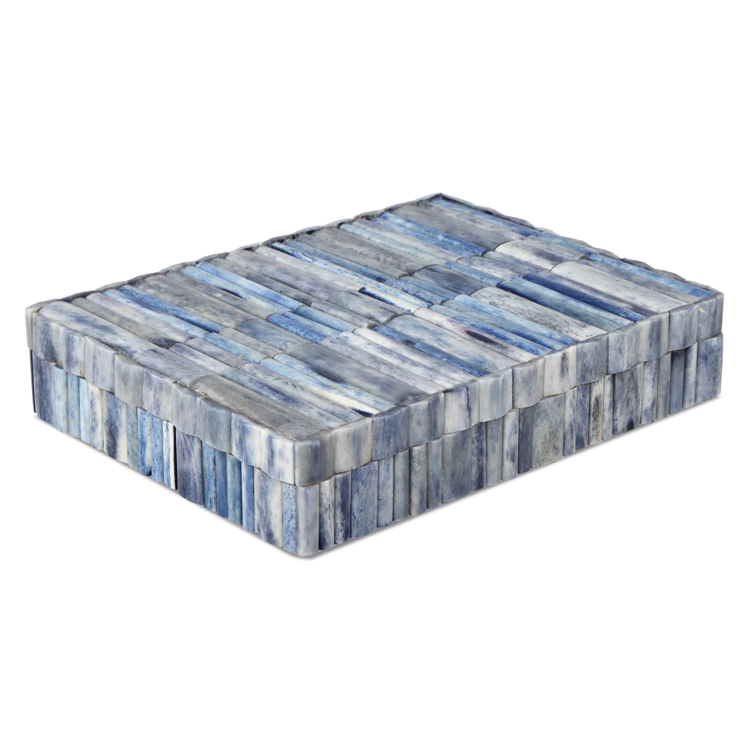 Handicrafts Home Decorative Box - Handmade Jewelry Organizer Box with Lid - Keepsake Box for Home Decor, Jewelry, Accessories, Collectibles - Modern Wooden Storage Box - Ocean, 8X6X1.5 inch