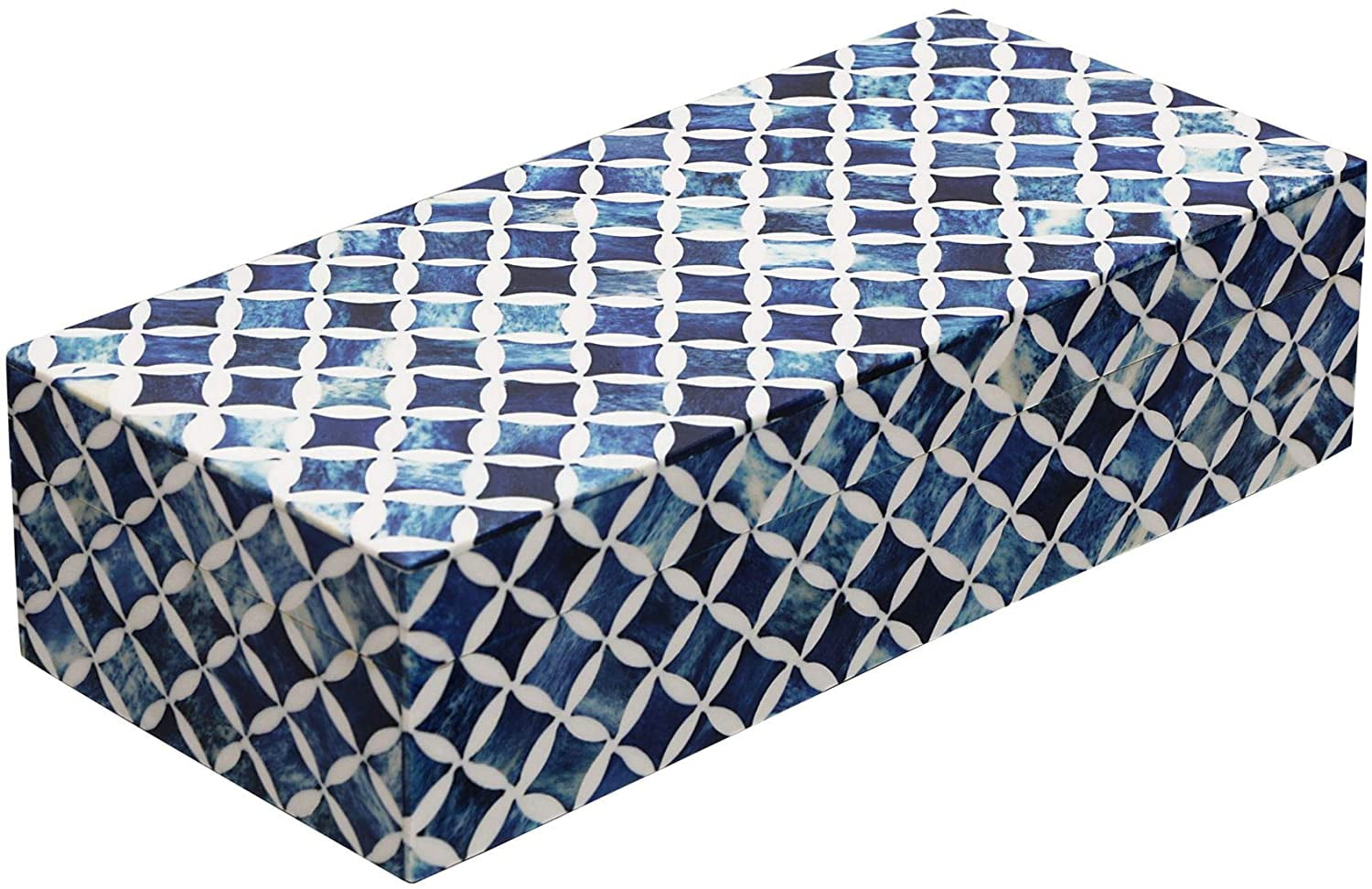 Handicrafts Home Decorative Box with Lids for Home Decor Handmade Modern Keepsake Accessories Collectible Multipurpose Box 10x4.5x2.5 , Star Blue White