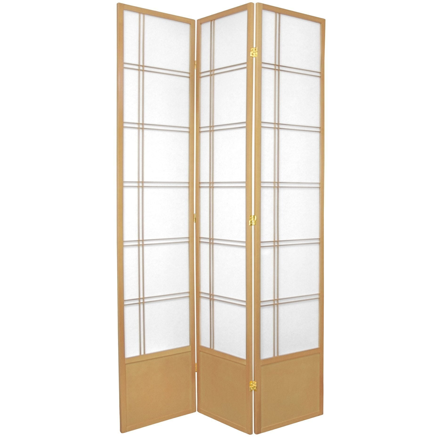 Handmade 84-inch Double-cross Wood/Rice-paper Shoji Screen (China) 3 Panel Rosewood