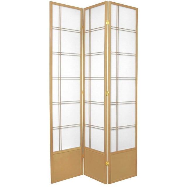 Handmade 84-inch Double-cross Wood/Rice-paper Shoji Screen (China) 3 Panel Rosewood