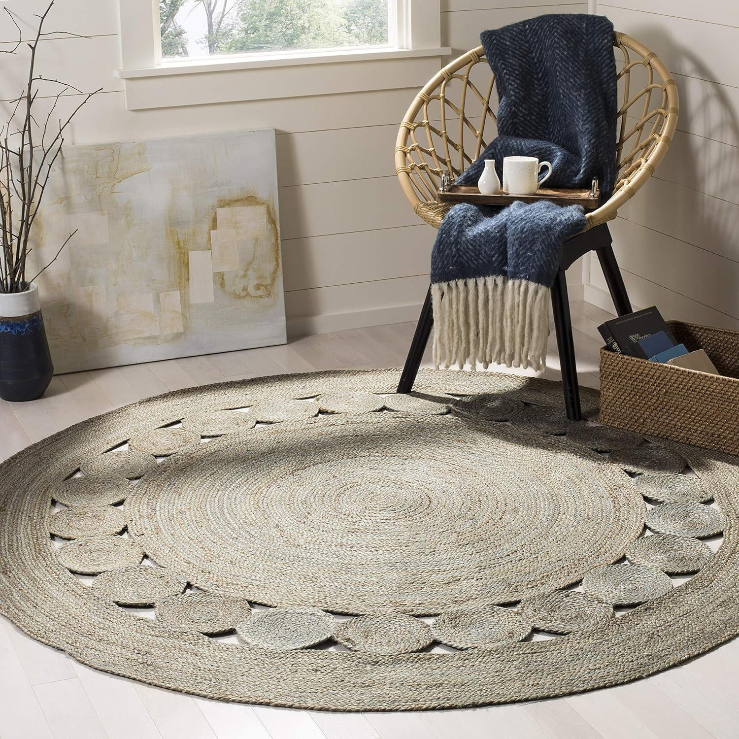 Natural Fiber NF364 Hand Woven Indoor Accent Rug - Grey - 3' Round - Safavieh.