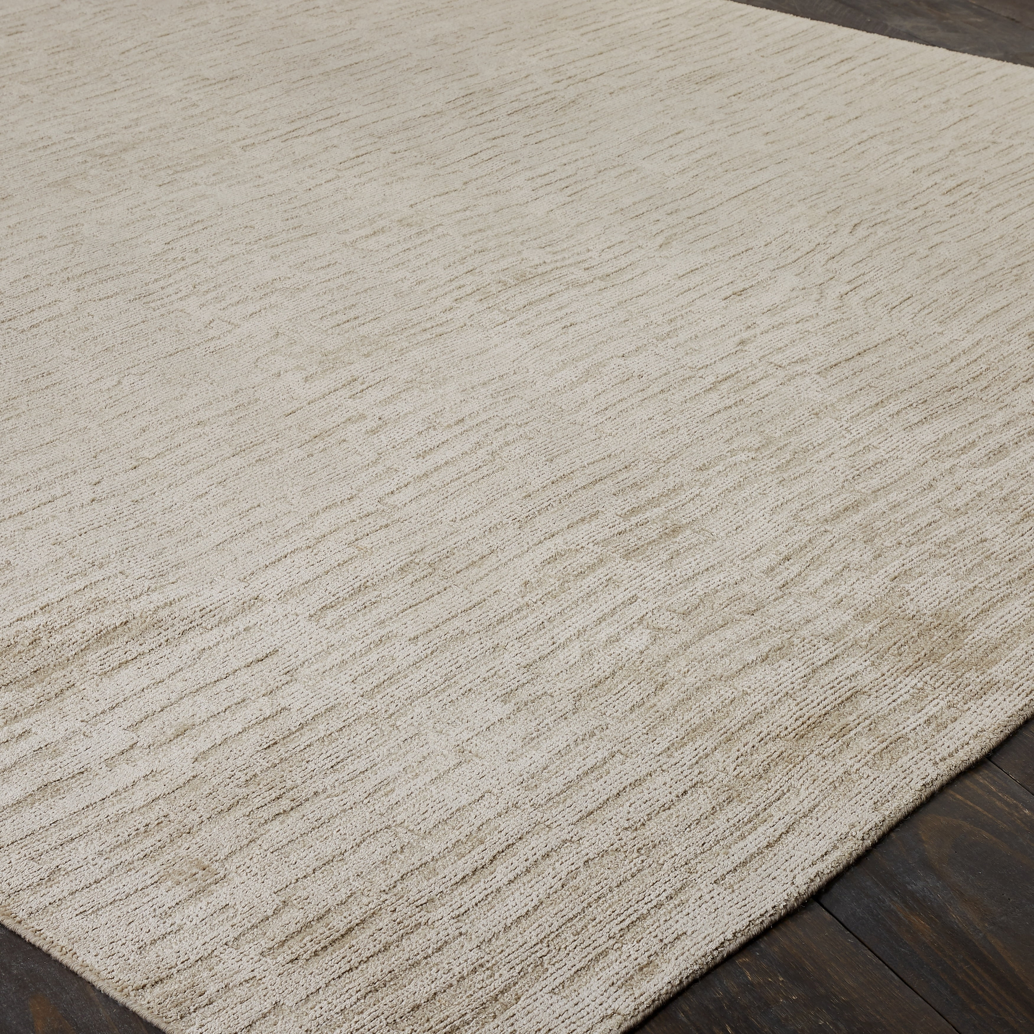Handmade Linear Pattern Area Rug Linen 3'6" x 5'6" 4' x 6'