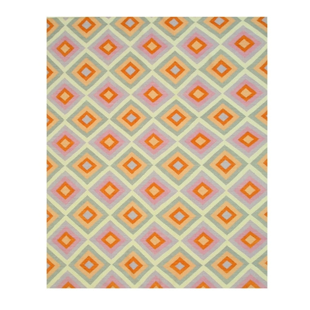 Handmade Wool Contemporary Geometric Reversible Flatweave Hollie Rug