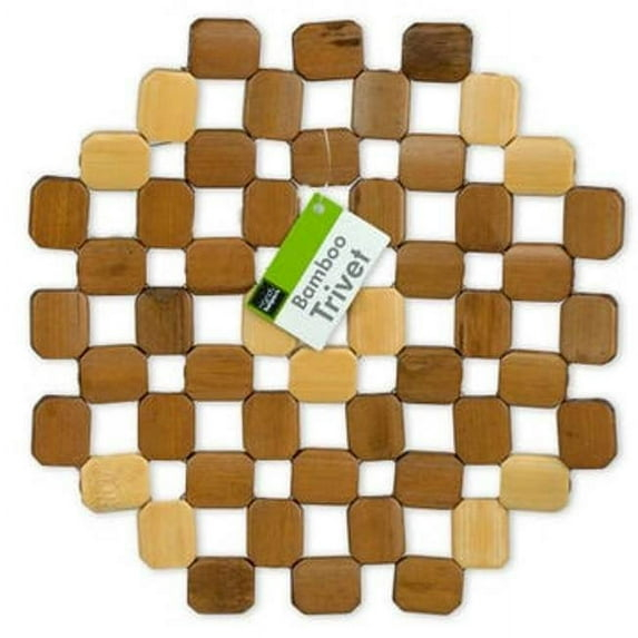 Handy Housewares 8" Natural Bamboo Wood Trivet Hot Pad Table Protector