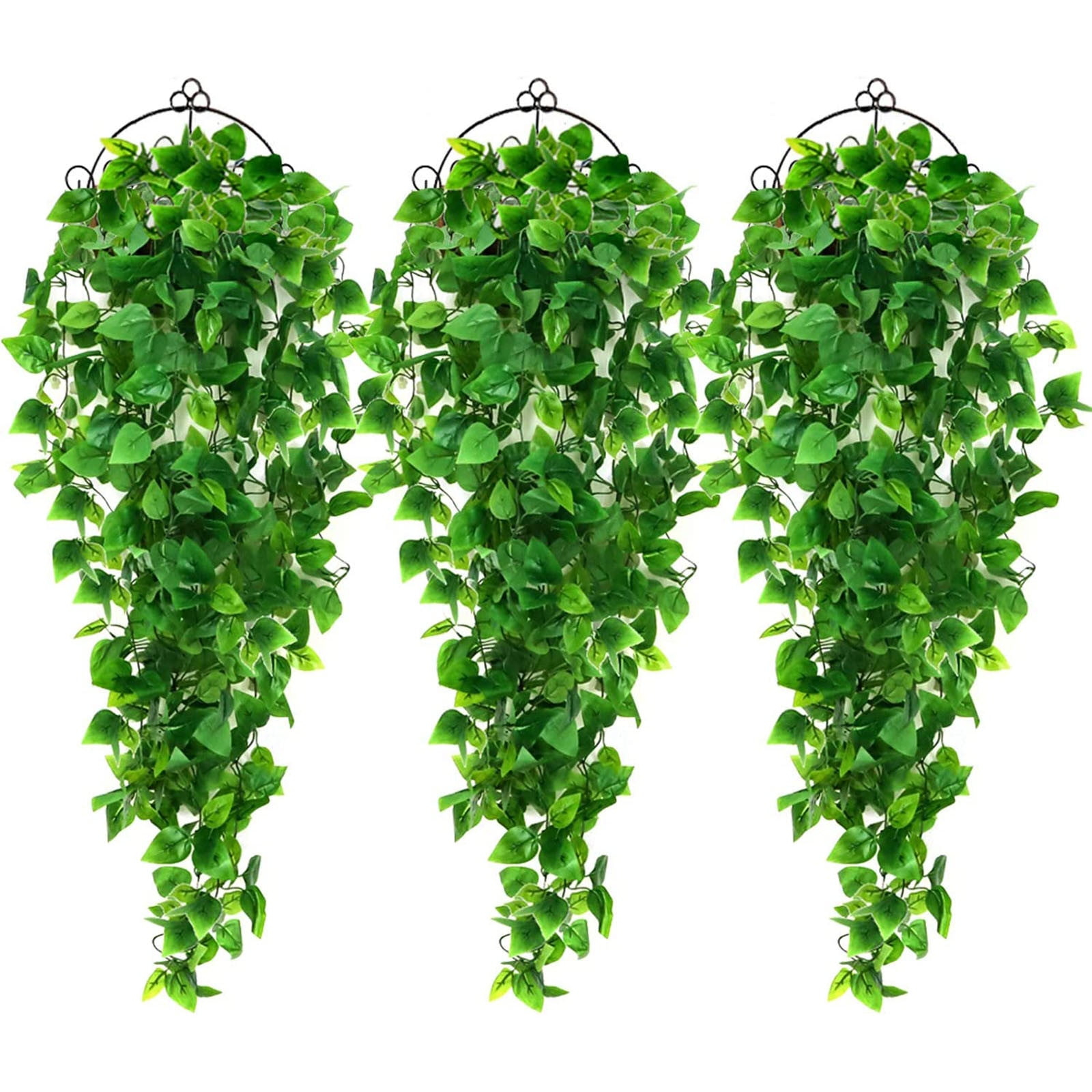 Miayilima Hangs Decoration indoor Artificial Plants 3PCS Hanging Baskets) Outdoor for Wall (No Home Decor Green