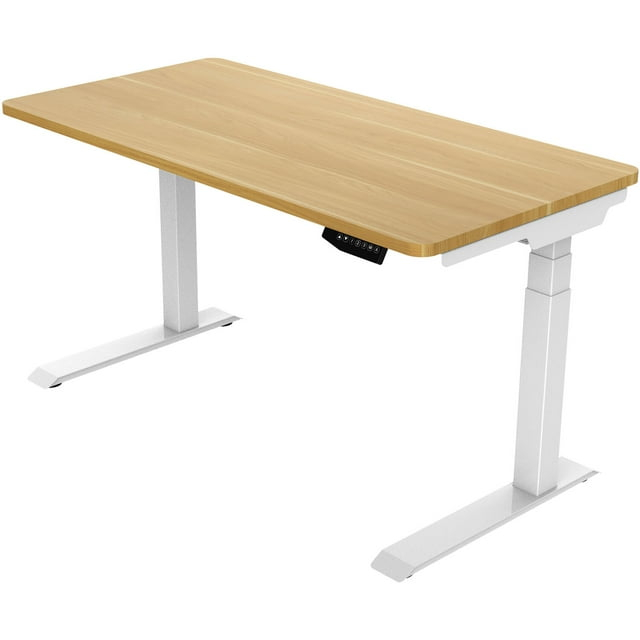 Hanover 55-In. Assembled Sit or Stand Electric Desk with Adjustable and Programmable Heights, Natural