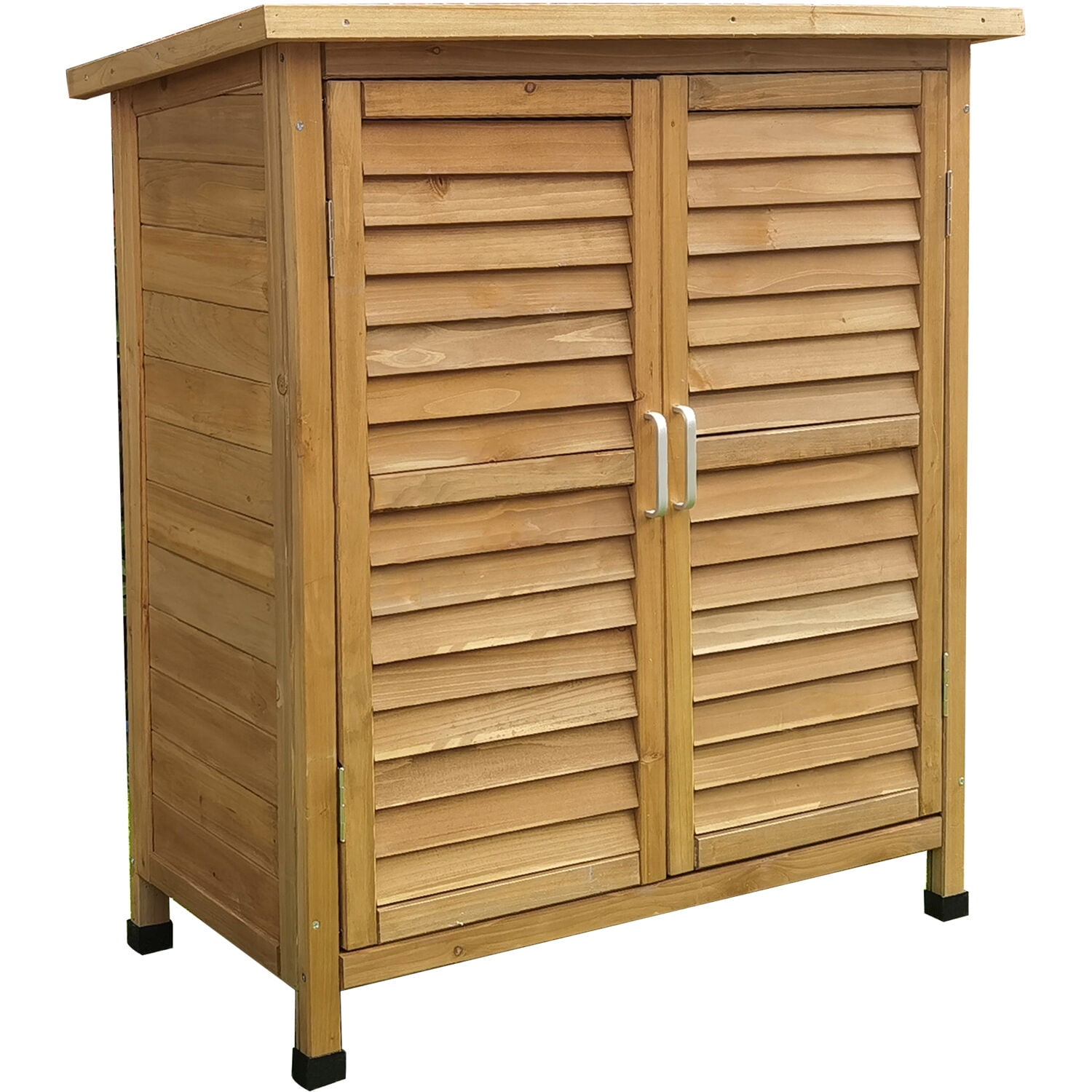 Hanover Outdoor 2 ft. 8in. x 3 ft. 2in. Wooden Storage Shed for Tools, Equipment, Garden Supplies, with Shelf, Waterproof Roof - HANWS0106-NAT