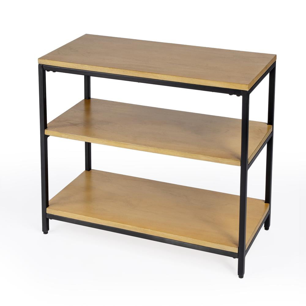 Hans 3 Shelf Wood & Iron Etagere Bookcase