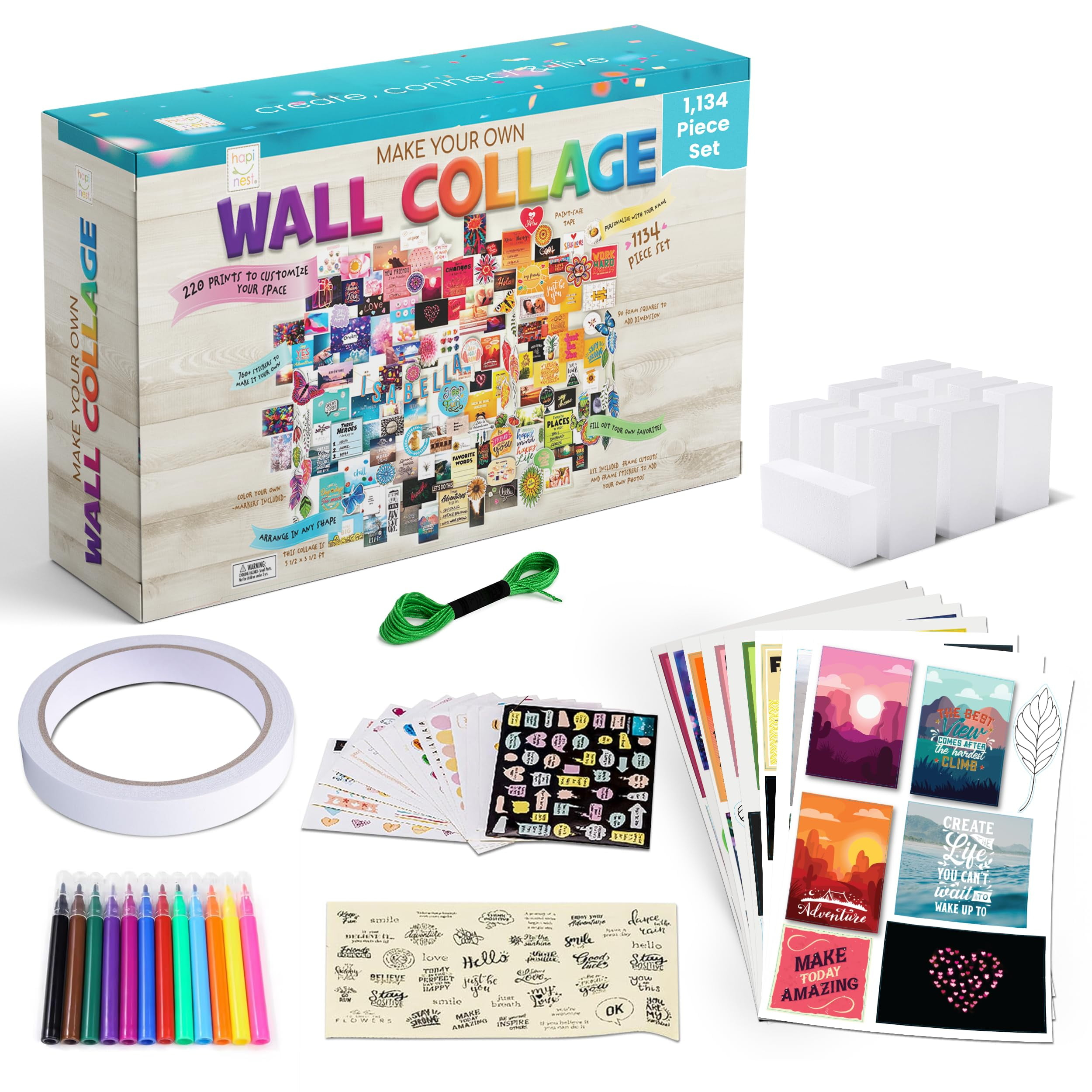 Hapinest DIY Wall Collage Kit for Teen Girls, Arts and Crafts Kit Tween Girl Room Decor, Birthday Gifts Ages 10 11 12 13 14 16 Years Old and Up, Cool Stuff for Bedroom Dorm Aesthetic Décor S301