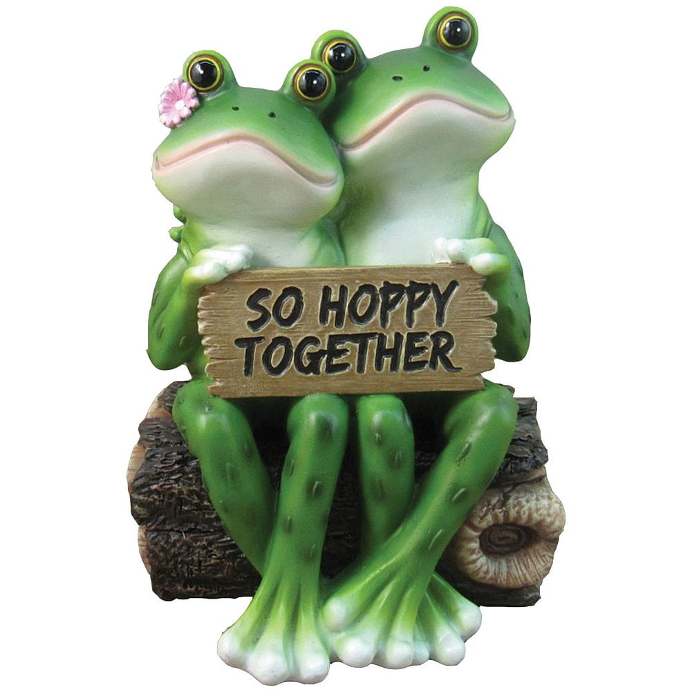 "So Hoppy Together" Adorable Amphibian Couple Decorative Resin Frogs Figure