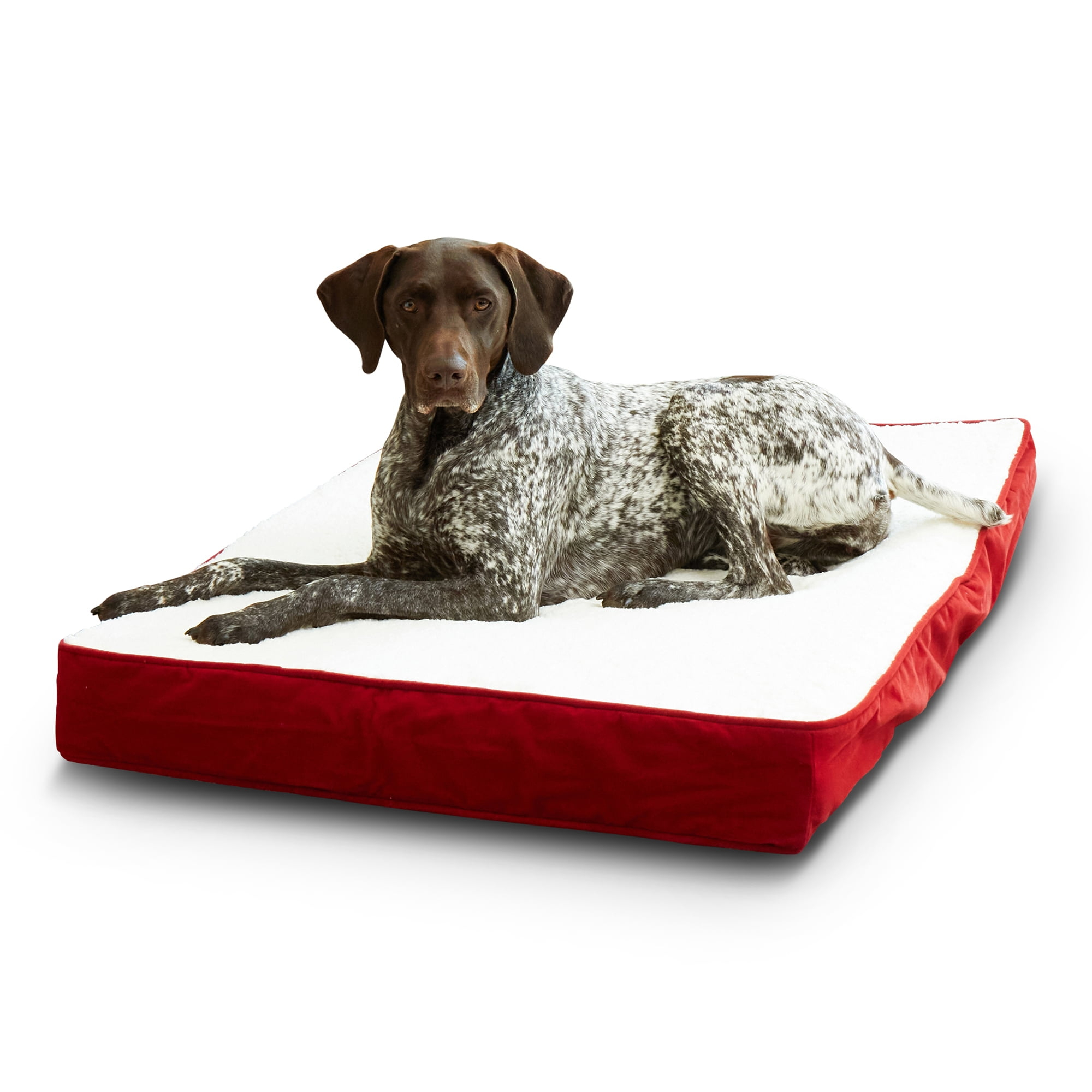 Happy Hounds Oscar Sherpa Orthopedic Dog Bed, Crimson, Medium (42 x 30 in.)