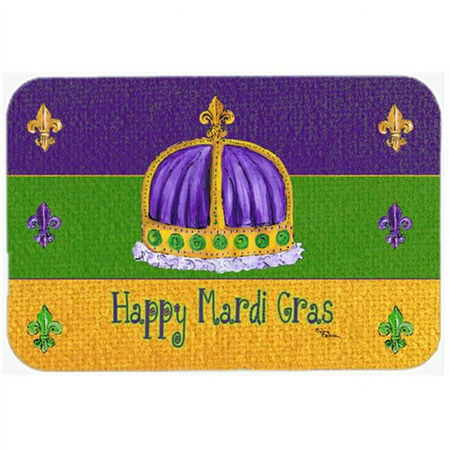 East Urban Home East Urban Home Happy Mardi Gras with Crown Glass Cutting Board