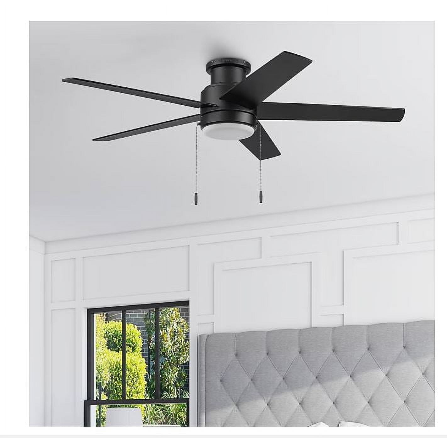 Harbor Breeze Fairbanks 52-Inches Matte Black with Black/Sable Blades Color-Changing Indoor/Outdoor Flush mount Standard Ceiling Fan With Light ( 5 -Blade)