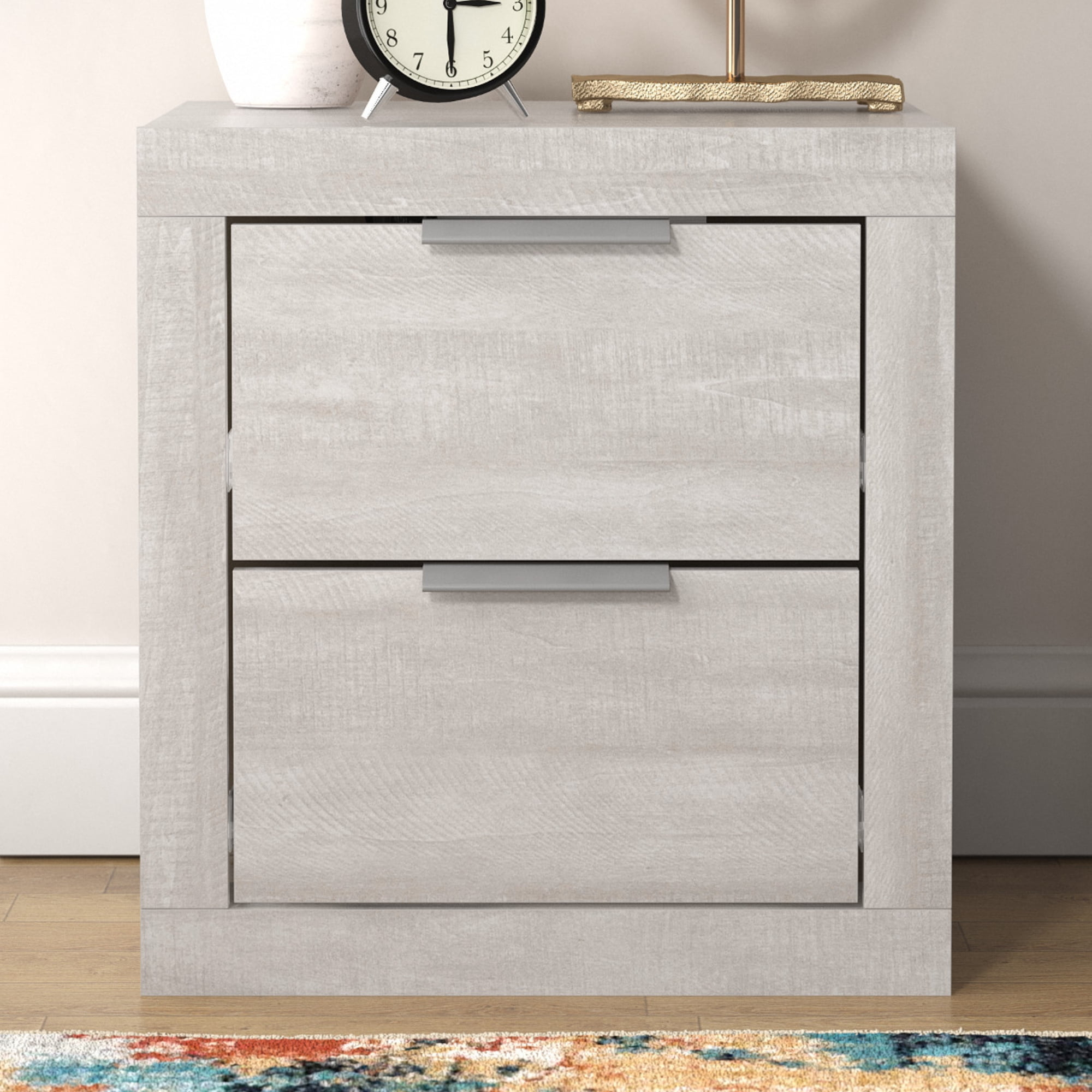 Galano Harlowin 2 Drawer Nightstand - Dusty Grey Oak