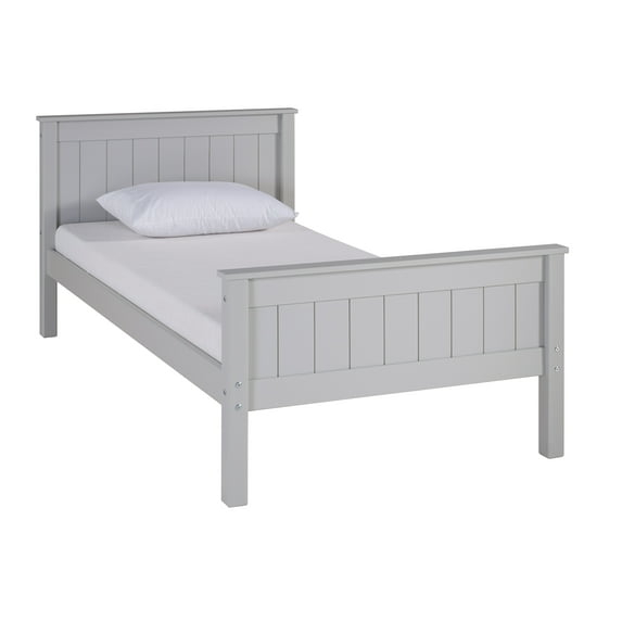 Alaterre Furniture Harmony Twin Bed, Sturdy Build for Youth Bedroom, Brazilian Pine, Headboard, Footboard, Side Rails, Slats, Dove Gray