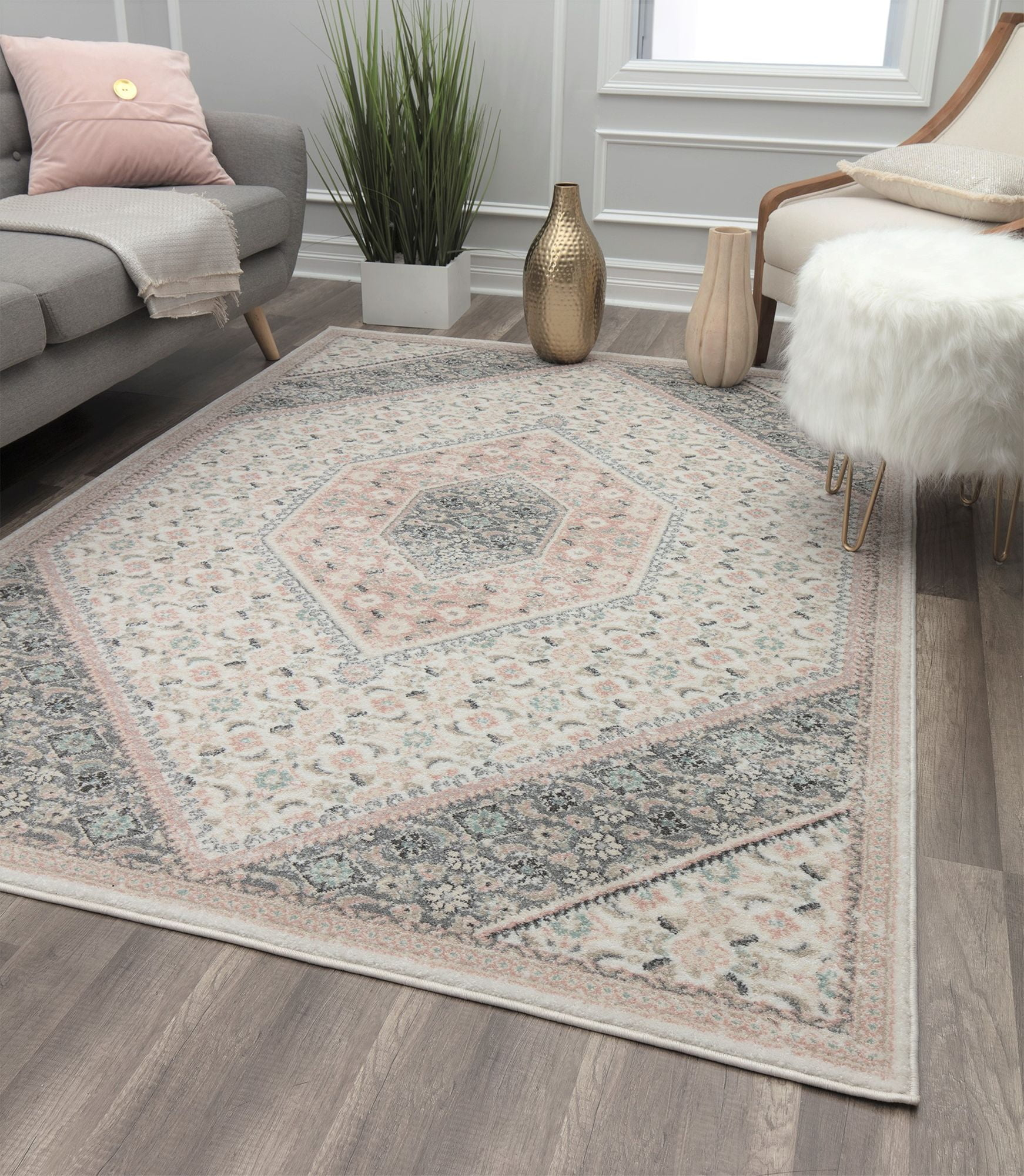 Harper HY30A Quartz Ivory Transitional Vintage Ivory Area Rug, 8'x10'