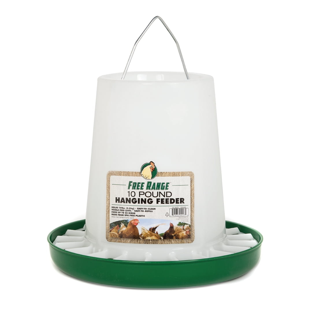 Harris Farms Free Range Hanging Poultry Feeder, Twist Lock Base, 10 lbs